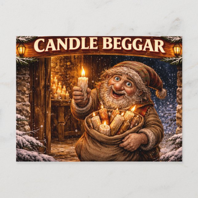 Candle Beggar Icelandic Yule Lad Vykort (Framsida)