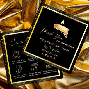 Candle Care Black Guld Tack för Logotyp av anpas Fyrkantigt Visitkort