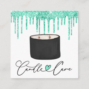 Candle Care Instructions Customer Tack Pastel Fyrkantigt Visitkort
