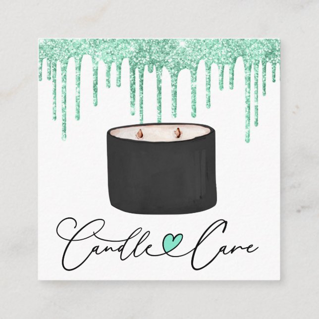 Candle Care Instructions Customer Tack Pastel Fyrkantigt Visitkort (Baksida)