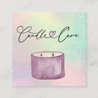 Candle Care Instructions Customer Tack Pastel Fyrkantigt Visitkort
