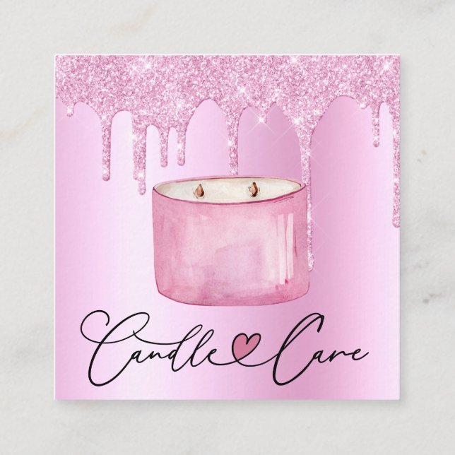 Candle Care Instructions Customer Tack Pastel Fyrkantigt Visitkort (Baksida)