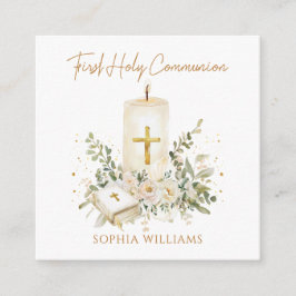 Candle Cross Bible Greenery First Holy Communion  Tilläggskort
