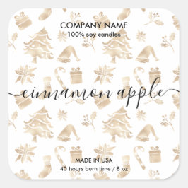 Candle-etikett för julgran Mönster Fyrkantigt Klistermärke