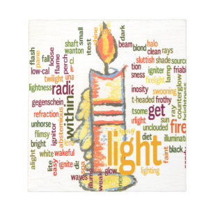 Candle Flame Ord Cloud Art Skriv ut Anteckningsblock