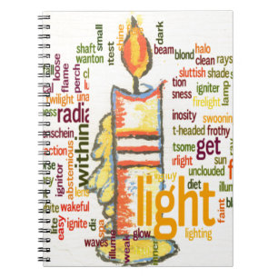 Candle Flame Ord Cloud Art Skriv ut Anteckningsbok