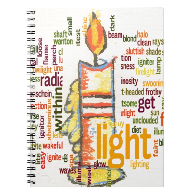 Candle Flame Ord Cloud Art Skriv ut Anteckningsbok (Framsidan)