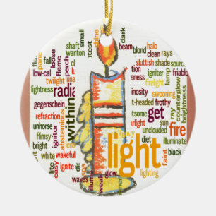 Candle Flame Ord Cloud Art Skriv ut Julgransprydnad Keramik