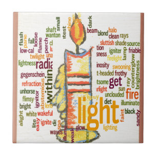Candle Flame Ord Cloud Art Skriv ut Kakelplatta