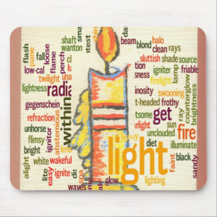 Candle Flame Ord Cloud Art Skriv ut Musmatta