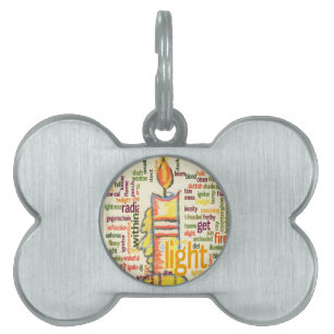 Candle Flame Ord Cloud Art Skriv ut Namnbricka Husdjur