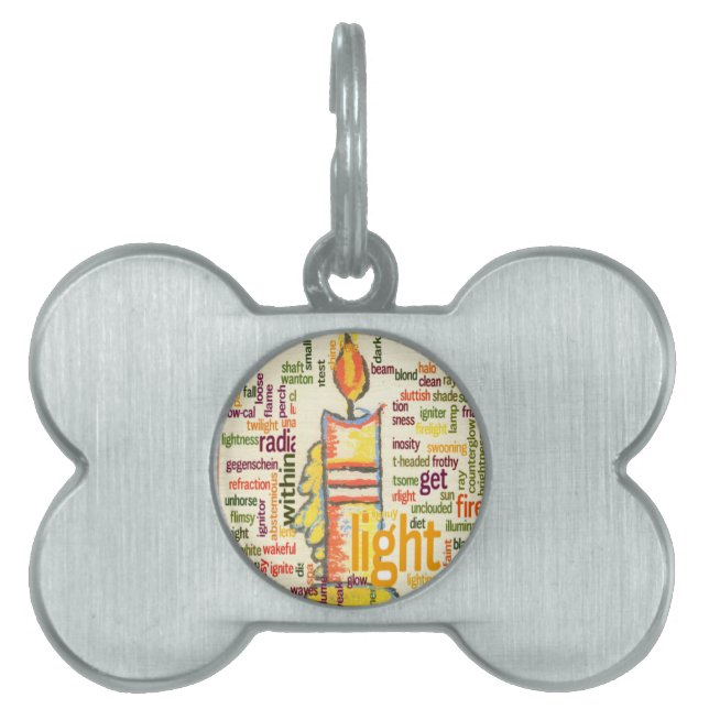 Candle Flame Ord Cloud Art Skriv ut Namnbricka Husdjur (Framsidan)
