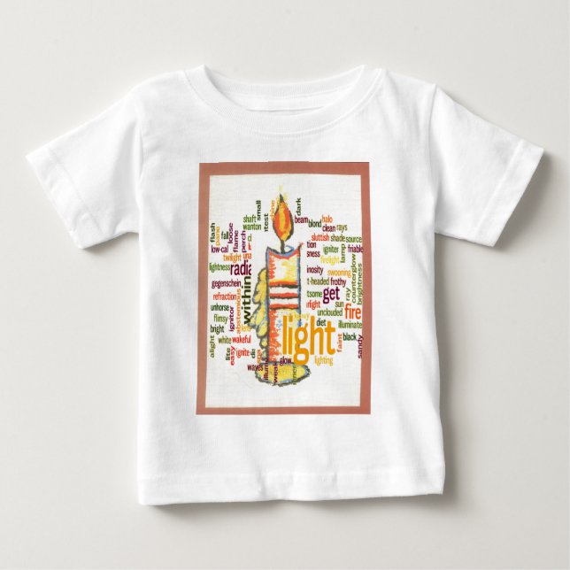 Candle Flame Ord Cloud Art Skriv ut T-shirt (Framsida)