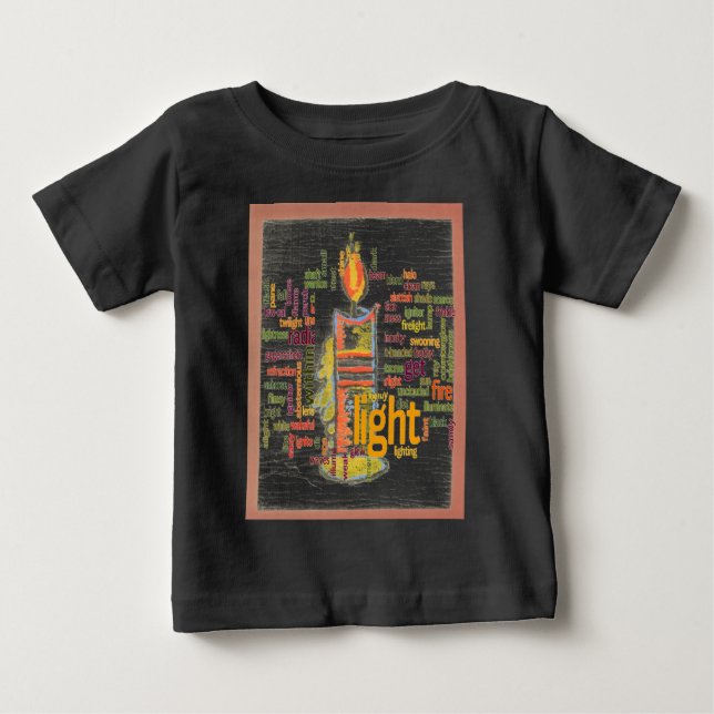 Candle Flame Ord Cloud Art Skriv ut T-shirt (Framsida)