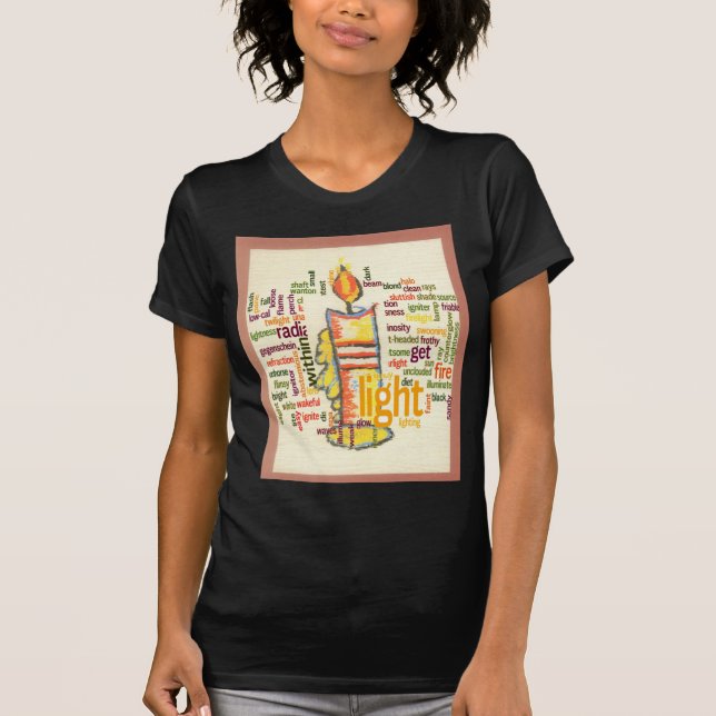 Candle Flame Ord Cloud Art Skriv ut Tee Shirt (Framsida)