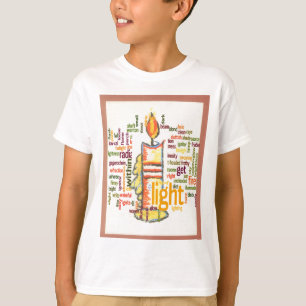 Candle Flame Ord Cloud Art Skriv ut Tee Shirt