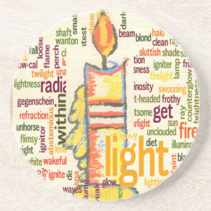 Candle Flame Ord Cloud Art Skriv ut Underlägg Sandsten