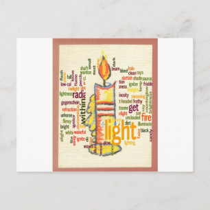 Candle Flame Ord Cloud Art Skriv ut Vykort