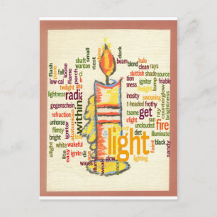 Candle Flame Ord Cloud Art Skriv ut Vykort