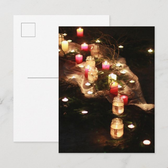 Candle Glow Ceremony Postkort – Anpassningsbart Inbjudan Vykort (Fram/baksida)