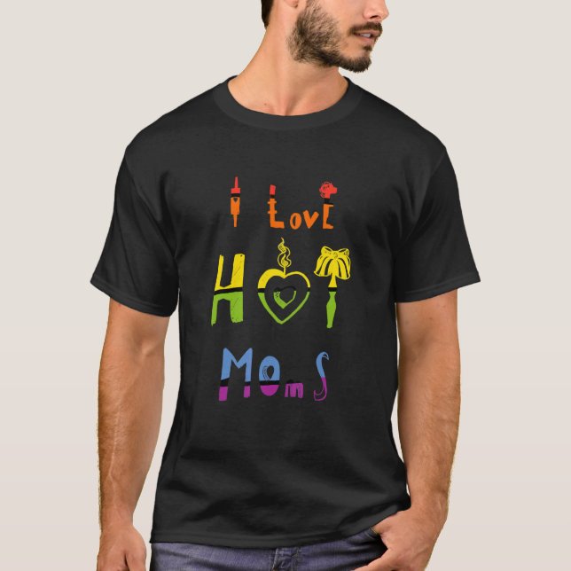 Candle Heart jag älskar heta mammor T Shirt (Framsida)