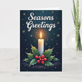 Candle & Holly – Season’s Greetings Kort