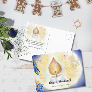 Candle Light Lycklig Hanukkah, vattenfärg Helg Vykort