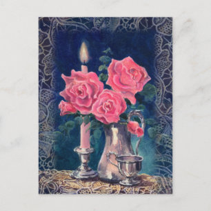 CANDLE LIGHT & RO by SHARON SHARPE Vykort