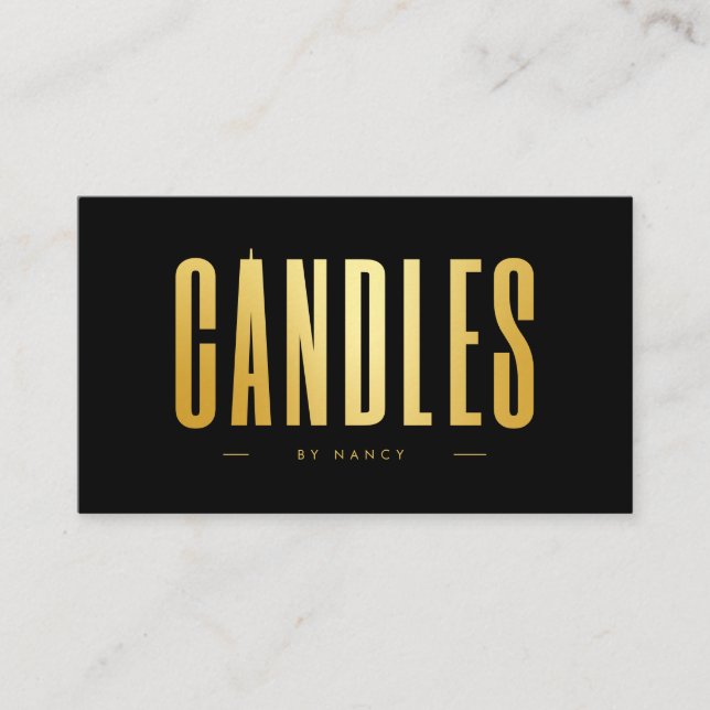 Candle maker QR Code Logo Black And Gold  Visitkort (Framsida)