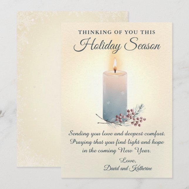 Candlelight Christmas Sympathy Condolence Card Julkort (Fram/baksida)