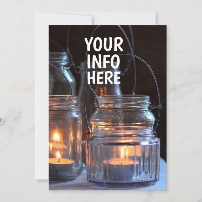 CANDLELIGHT LJUS I BURK WEDDING INVITATIONS INBJUDNINGAR (Framsida)