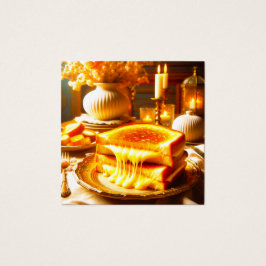 Candlelit Comfort Meal: Grilled Cheese Sandwich Fyrkantigt Visitkort