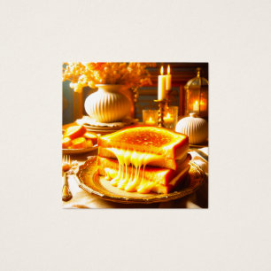 Candlelit Comfort Meal: Grilled Cheese Sandwich Fyrkantigt Visitkort