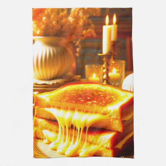 Candlelit Comfort Meal: Grilled Cheese Sandwich Kökshandduk (Vertikal)
