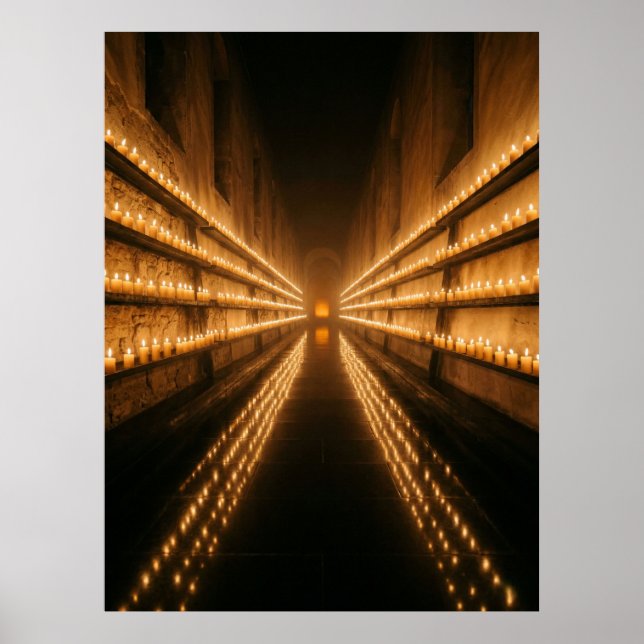 Candlelit Corridor Endless Light Path Poster (Framsidan)
