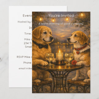Candlelit Dogs – Warm Painterly Party Invitation Inbjudningar