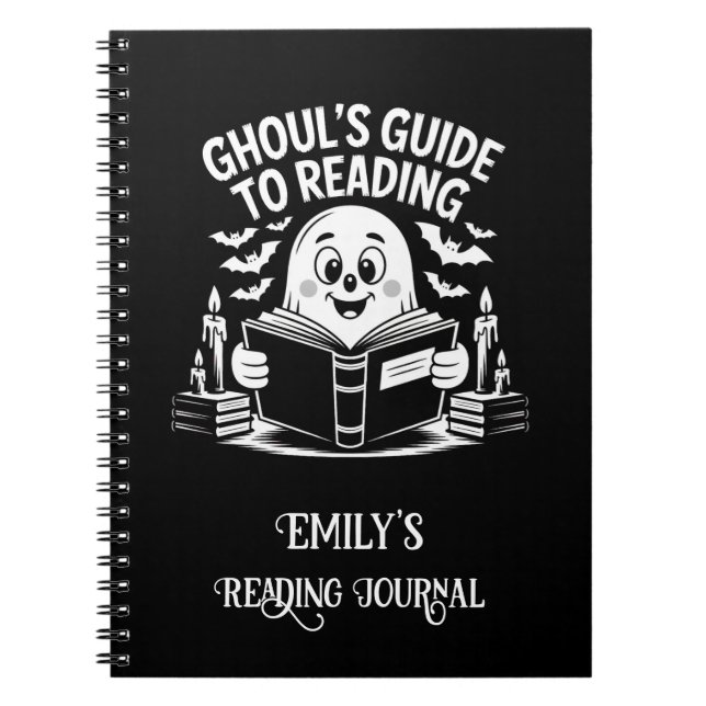 Candlelit Ghoul's Guide with Namn Reading Journal Anteckningsbok (Framsidan)