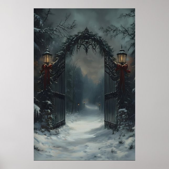 Candlelit Labyrinth Gothic Castle Corridor Art Pri Poster (Framsidan)