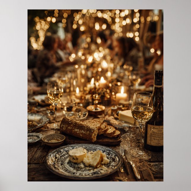 Candlelit Wine & Bread Feast Poster (Framsidan)