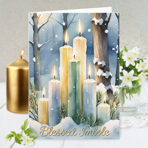 Candlemas Wiccan Imbolc Snowy Forest Candles Helgkort