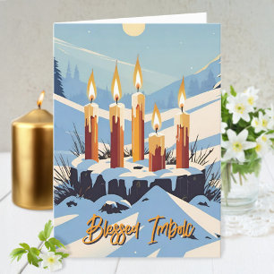 Candlemas Wiccan Imbolc Snowy Forest Candles Helgkort