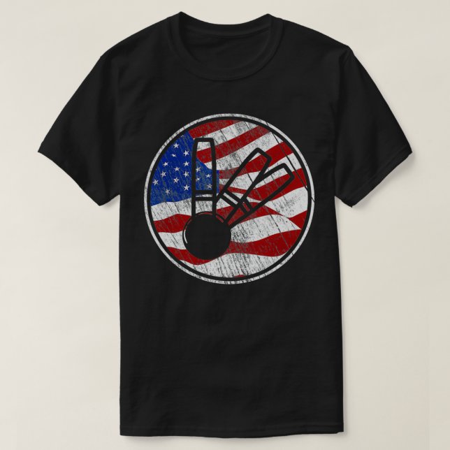 Candlepin Bowling American Flagga Candlepin T Shirt (Design framsida)