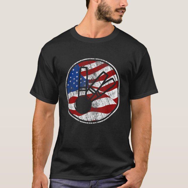 Candlepin Bowling American Flagga Candlepin T Shirt (Framsida)