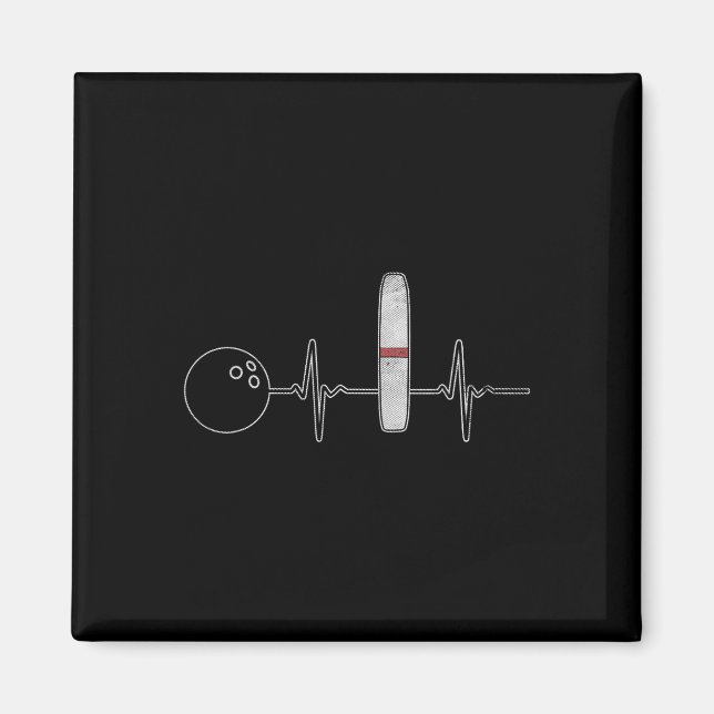 Candlepin Bowling Funny Heartslag Bowlareare Magnet (Framsidan)