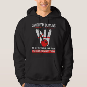 Candlepin Bowling Storlek om Bollar Funny New Engl Hoodie