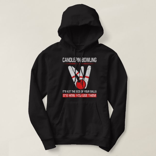 Candlepin Bowling Storlek om Bollar Funny New Engl Hoodie (Design framsida)