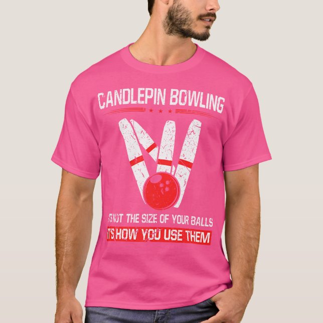 Candlepin Bowling Storlek om Bollar Funny New Engl T Shirt (Framsida)