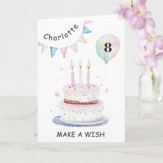 Candles and Cake Make a Wish Rainbow Birthday Kort