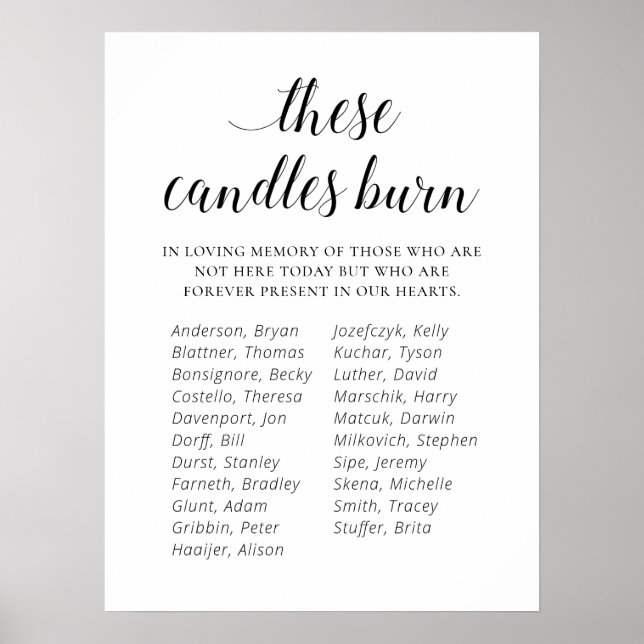 Candles Burn School Class Reunion Memorial Poster (Framsidan)