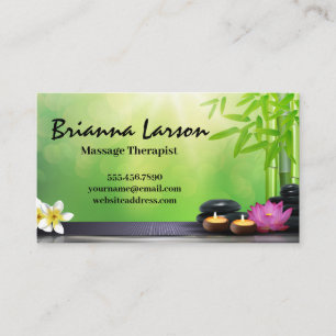 Candles Flowers Bamboo Spa Visitkort